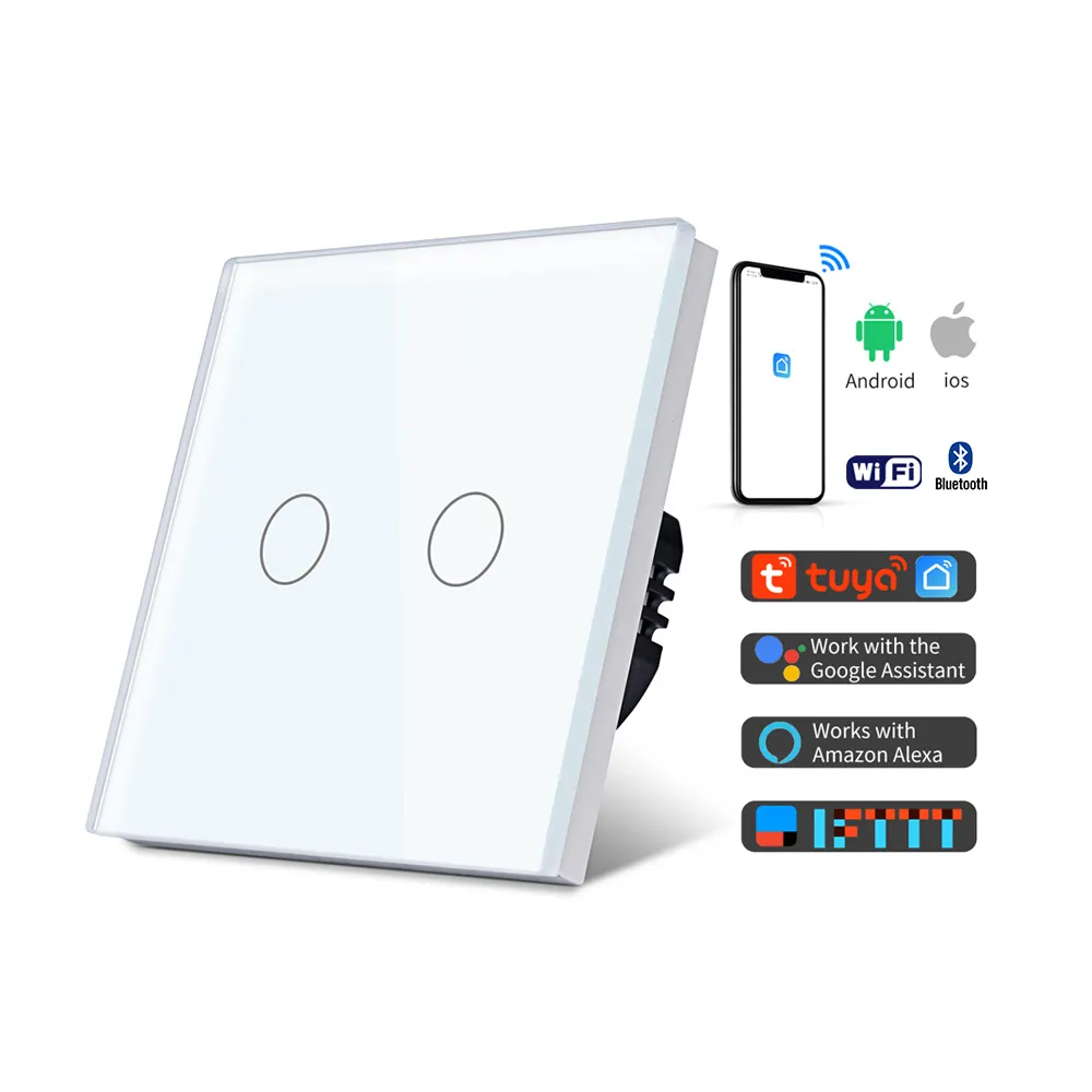 Tawoia Ce RoHS 1/2/3/4 voies Wifi 600w ue royaume-uni standard australien panneau en verre trempé Zigbee Tuya bricolage commutateurs intelligents travail