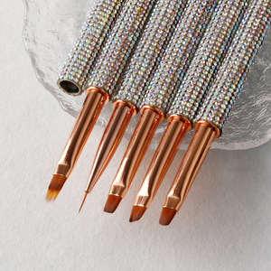 <span class=keywords><strong>Outil</strong></span> de luxe multifonctionnel pour nail art en gel UV, avec poils synthétiques, pour liner plat ombré, manche à strass incliné, et capuchon de protection. - Product Image 5
