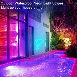 Guirlandes lumineuses intelligentes RGB PVC 5050 SMD 220V 110V 100M / Bandes LED étanches Wi-Fi IP65 avec application et télécommande, à intensité variable - Product Image 4