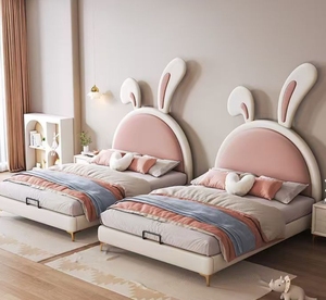 Luce diretta della fabbrica di lusso letto di coniglio singola ragazza durevole cartone animato rosa principessa letto di piccole dimensioni <span class=keywords><strong>per</strong></span> la camera da letto soggiorno in legno - Product Image 1