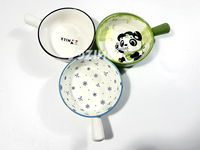 Tazón de Cerámica Pintado a Mano con Diseño de Flores y Corazón de Panda, Colorido y Lindo, de 8.3 Pulgadas, con Asa Individual, Directo de Fábrica