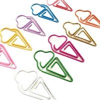 Clip de Papel Creativo con Forma de Helado para Tarjetas de Regalo, Marcapáginas de Alambre Metálico para Estudiantes, Oficina, Papelería Escolar