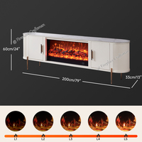 Meuble TV électrique avec foyer LED de 79 pouces, console multimédia moderne de luxe avec insert de foyer LED à 12 couleurs