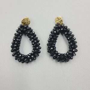 Pendientes de gota de agua con cuentas facetadas para mujer, Pendientes colgantes de cristal con tachuelas de acero inoxidable bohemio para mujer - Product Image 6