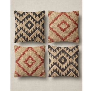 Juego de 4 Fundas de Almohada Boho, Fundas de Cojín con Diseño Tribal Geométrico, Negro, Beige, Rojo Óxido, Decoración del Suroeste, Decoración para el Hogar - Product Image 1