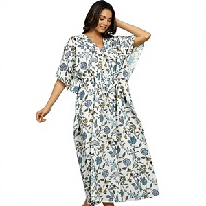 Kurta / Kurti indien en coton fait main, léger, longueur genou, séchage rapide, tenue de plage bohème pour l'été, pour femmes - Product Image 1