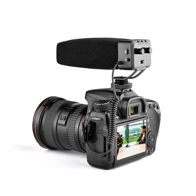 TL MEDIA On-Camera Shotgun Microphone Gain for Smartphone DSLR Camera Camcorder Audio Recorder