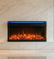 Cheminée électrique murale suspendue en acier, économe en énergie, respectueuse de l'environnement, avec effets lumineux multicolores, chauffage pour hôtels et villas