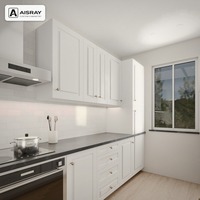 Meuble de cuisine stratifié au design classique, configuration en U, livraison en kit, boîtes de meubles en MDF et tiroirs à fermeture amortie