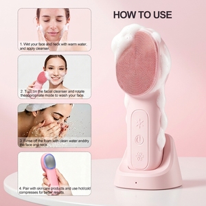 Appareil de nettoyage du <span class=keywords><strong>visage</strong></span> électrique en <span class=keywords><strong>silicone</strong></span>, très bien noté, étanche IPX7, pour hommes et femmes, exfoliant, massage, spa - Product Image 2