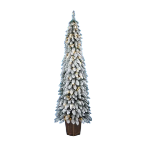 SAPIN DE NOËL FLOCCÉ H. 180 CM AVEC LED - Product Image 1