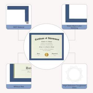 Cadre <span class=keywords><strong>photo</strong></span> en bois 8,5x11 <span class=keywords><strong>avec</strong></span> <span class=keywords><strong>verre</strong></span> trempé - Cadre d'affichage rose pour récompenses, diplômes et certificats d'enfants - Product Image 5