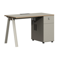 Bureau élégant pour une personne avec tiroir verrouillable et armoire de rangement |   Bureau d'ordinateur moderne avec pieds en forme de A pour le bureau à domicile