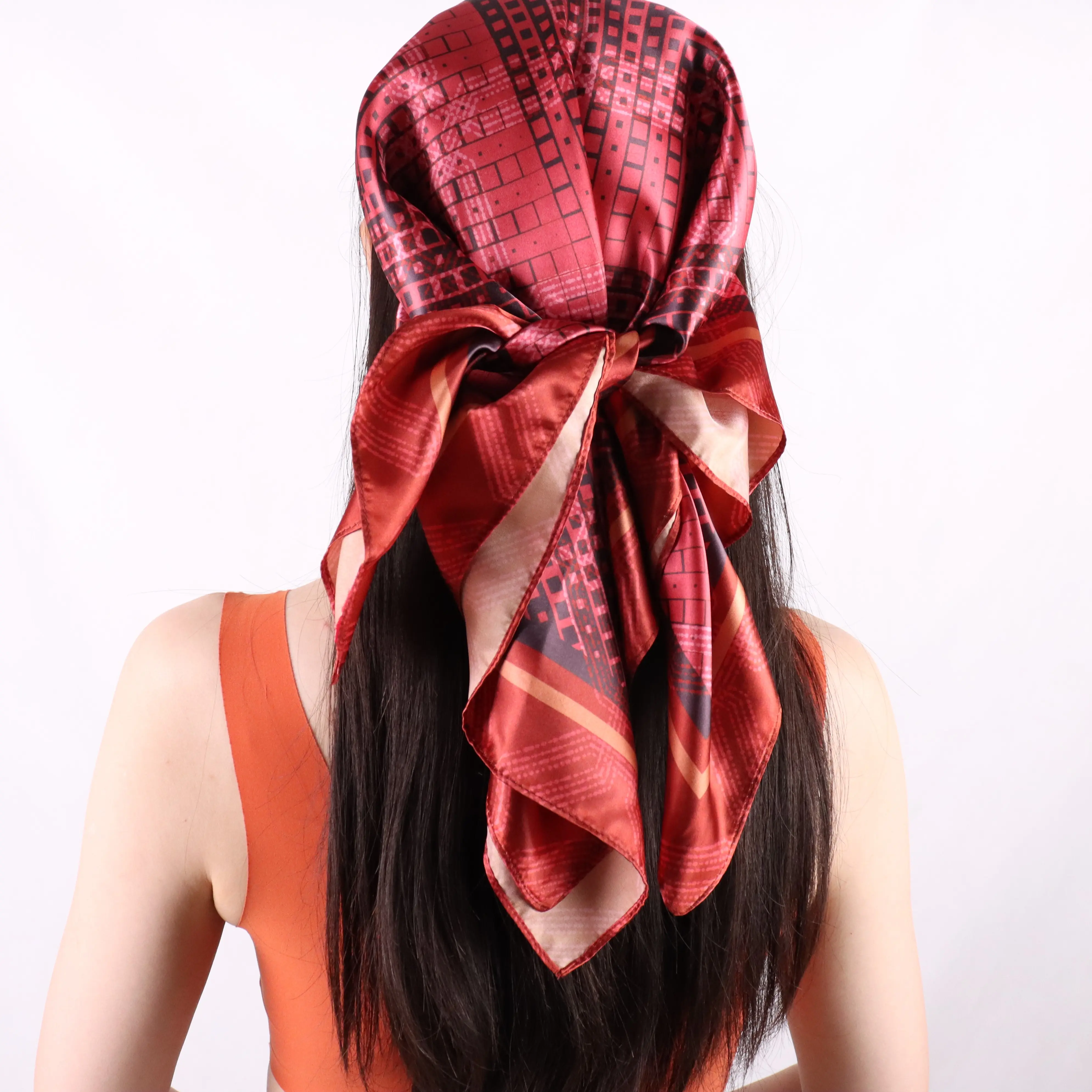 Womens Satin Scarf Large Square Silk Feeling Head 70*70cm Hair Scarves Wraps for Sleeping Headscarf