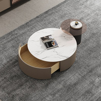 Ensemble table basse et meuble TV en pierre, style minimaliste moderne italien, pour salon, petite table centrale pour thé et café