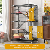 Cage à chat multi-niveaux, grande villa de luxe à double étage avec mangeoire, hamac et plateformes pour plusieurs chats d'intérieur