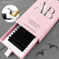 Abonnie 003 005 Extensions de cils noir mat, marque privée, courbures C CC D DD LJ LC UJ UC, plateaux de cils en velours, extensions de cils en cachemire