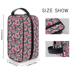 Fashion Pink Flower Custom Design Travel Cosmetic Bags Polyester Portable Small <b>Makeup</b> Bag Toiletry Pouch Bag for Women - Product Image 3