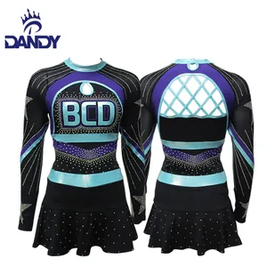 2024 Thiết Kế Mới Cổ Vũ Đồng Phục Tùy Chỉnh Teamwear Cổ Vũ Đồng Phục Với Rhinestone Bán Buôn