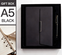 Agenda élégant en cuir personnalisé A5 avec stylo, coffret cadeau d'entreprise haut de gamme, ensemble de papeterie