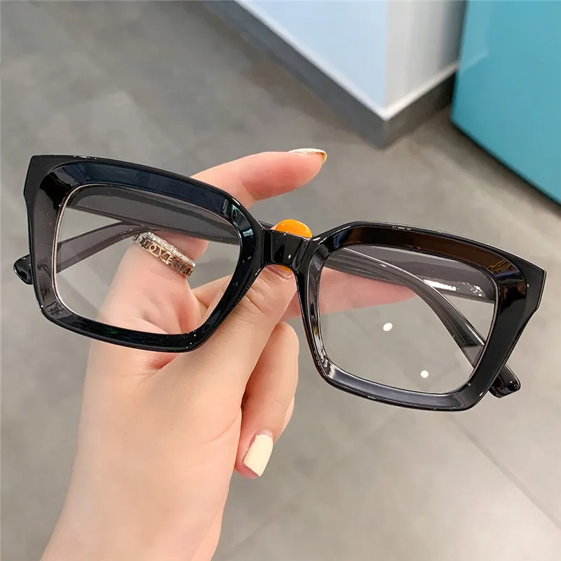 Hot Kualitas Tinggi Kacamata Antik FRAME Wanita Persegi Biru Cahaya Memblokir Kacamata untuk Pria Ins Mode Lentes Logo Kustom