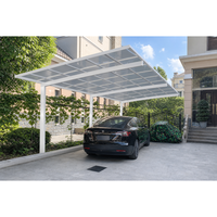 Abri de voiture moderne à double couche en aluminium avec protection UV pour jardin extérieur, stationnement pour 2 voitures