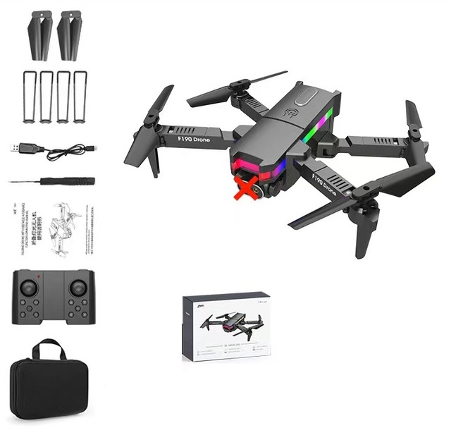 F190C Dual Battery Brushless Motor 4K Dual Camera WiFi FPV Foldable RC Quadcopter Drone LED Lighting Aluminum Alloy Frame 1KM