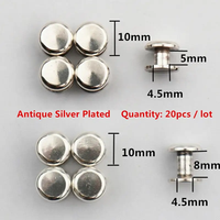Vis Chicago en laiton massif plaqué nickel argenté antique, 20 pièces, 10mm*5mm et 10mm*8mm, finition noire BOR, filetage fin, en pouces