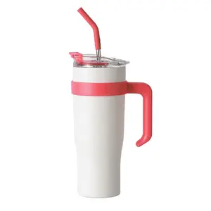 Paling Populer krem 18 Oz bola pemolesan kurus terisolasi Polandia keramik Tumbler Tumbler 40oz Mug perjalanan dengan pegangan