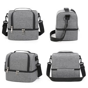 Insulated Lunch Bag Portable Insulated Cooler Bag With Shoulder Strap For Outdoor Use Gray Navy Blue Black Red Pink - Product Image 5