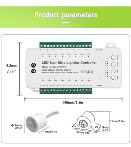 Controlador de Iluminación LED para Escaleras, 12V 24V, <span class=keywords><strong>Sensor</strong></span> de <span class=keywords><strong>Movimiento</strong></span>, Controlador Inteligente para Tiras LED de Escaleras, Iluminación Interior para Escaleras - Product Image 5