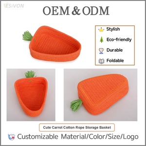 Panier de rangement Pâques en corde de coton écologique <span class=keywords><strong>avec</strong></span> feuille verte pour décoration de <span class=keywords><strong>table</strong></span> de Pâques, rangement de jouets pour enfants, fête de printemps personnalisée - Product Image 2