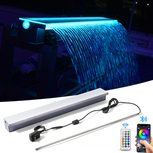 Hoge Kwaliteit Acryl Outdoor <span class=keywords><strong>Water</strong></span> Afdaling Kleurrijke Led Waterval Fontein Met Afstandsbediening Fonteinen Voor Zwembad Muur - Product Image 3
