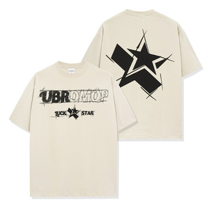 Hot Retro <span class=keywords><strong>Lucky</strong></span> Star Print Camiseta suelta Casual 100% algodón Heavyweight Crewneck Impresión digital para hombres y mujeres - Product Image 4