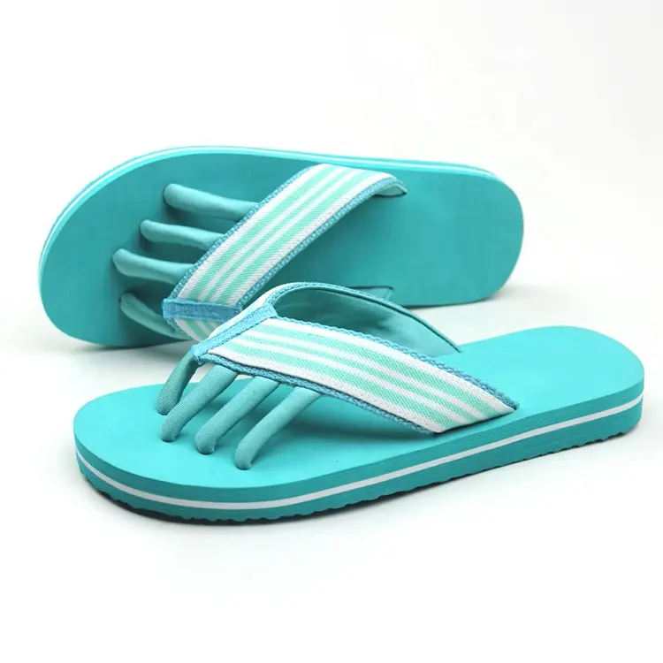 oem wholesale Floral pattern fabric Toe Separator Sandals custom EVA Yoga Pedicure Slippers woman green flip flop