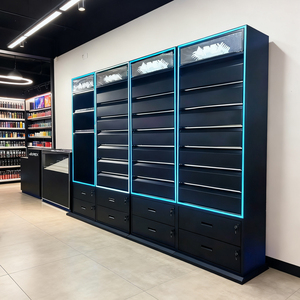 حامل عرض سجائر LED مخصص من APEX مع تأثير المرآة اللانهائية وأدراج قابلة للقفل، حل عرض لمحلات التدخين - Product Image 1