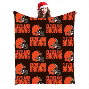定制美式足球曲棍球队标志扔毛毯球队克利夫兰布朗毛绒扔毛毯法兰绒毛毯 - Product Image 1