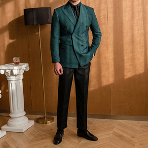 Veste de <span class=keywords><strong>costume</strong></span> rétro décontractée britannique sur mesure, couleur unie, double boutonnage, coupe ajustée pour <span class=keywords><strong>homme</strong></span> - Product Image 3