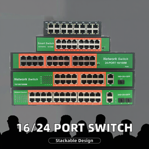 Switch de escritorio Gigabit Ethernet VLAN de 16/24 puertos <span class=keywords><strong>ANPA</strong></span> con monitorización de red, apilable, Full-Duplex, 12Gbps, molde privado - Product Image 2