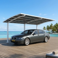 Abri de voiture individuel en alliage d'aluminium, moderne et luxueux, avec toit en polycarbonate thermolaqué, étanche et durable