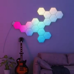 ไฟ LED แผงหกเหลี่ยมติดผนังแบบมินิมอล 6 ชิ้น ควบคุมด้วยเสียงผ่านแอพ RGB สีขาว DIY วัสดุ ABS สำหรับใช้ภายในอาคาร เหมาะสำหรับอีสปอร์ต - Product Image 1