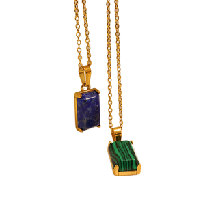 18K Gold Plated <b>Silver</b> Geometric Green Square Zircon Pendant <b>Necklace</b> Rope Chain Daily Wear for Women - Product Image 1