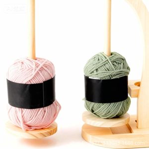 Wooden Yarn Spool Holder Rotating <b>Desktop</b> <b>Stand</b> Solid Wood Oval Shape For Needlework Craft Storage - Product Image 4