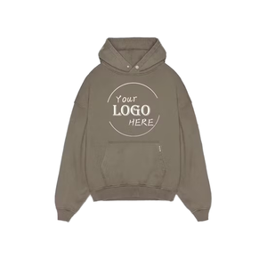 Custom Logo Oversized Hoodie <b>Men's</b> 100% Cotton French Terry Casual Streetwear <b>Pullover</b> Autumn Breathable Front Print - Product Image 5