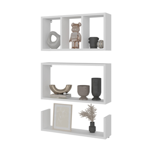 Wall <b>Mounted</b> Floating Shelves Set Of 3 Rectangular Display Racks Modern Home Organizer - Product Image 2