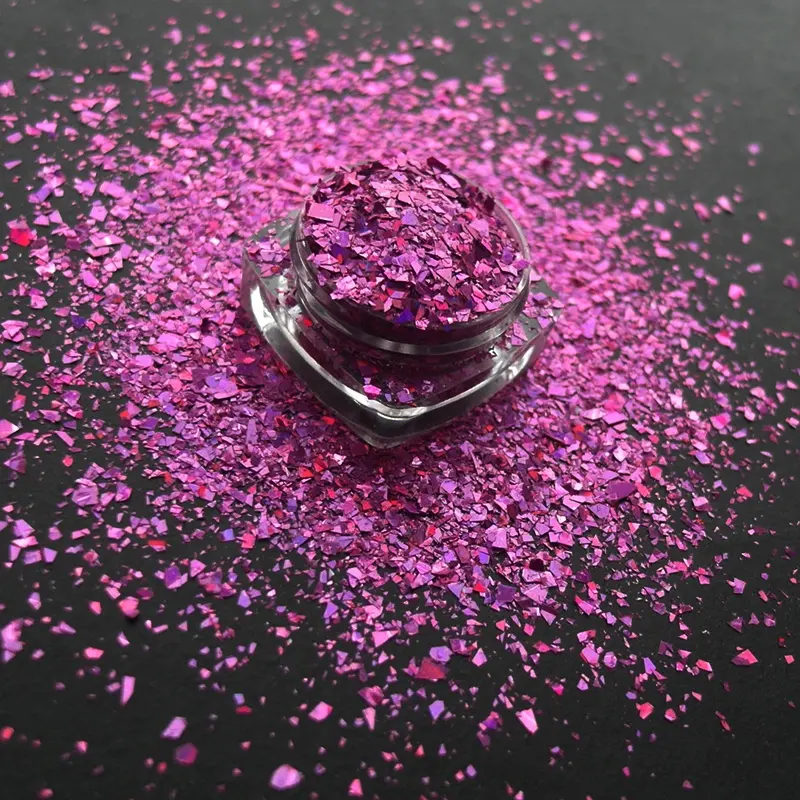 Polvo de purpurina para uñas extra finas holográficas, PET, para vasos de manualidades