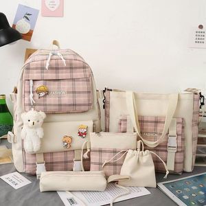 Nouveau Sac à Bandoulière Tendance pour Femme, Ensemble de Quatre Pièces en Toile avec Imprimé Chat de Dessin Animé, Sac à Dos Scolaire pour Étudiant (sans pendentif) - Product Image 1