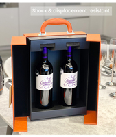 Boîte cadeau de luxe personnalisée pour vin, boîte de présentation pour verres à vin, boîte à vin en cuir PU écologique avec poignée