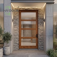Porte d'entrée pivotante sur mesure, extra-large, robuste, intelligente, avec 4 panneaux de verre, en chêne massif.
