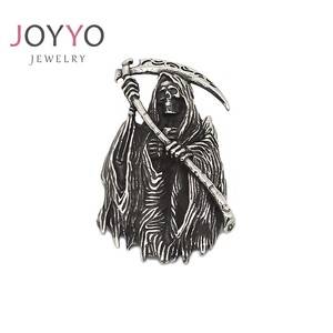 Collar <span class=keywords><strong>de</strong></span> Acero Inoxidable con Colgante <span class=keywords><strong>de</strong></span> Hoz <span class=keywords><strong>de</strong></span> <span class=keywords><strong>la</strong></span> <span class=keywords><strong>Muerte</strong></span> Estilo Punk para Hombre, Cadena <span class=keywords><strong>de</strong></span> Acero Inoxidable con Calavera para Motociclistas - Product Image 1